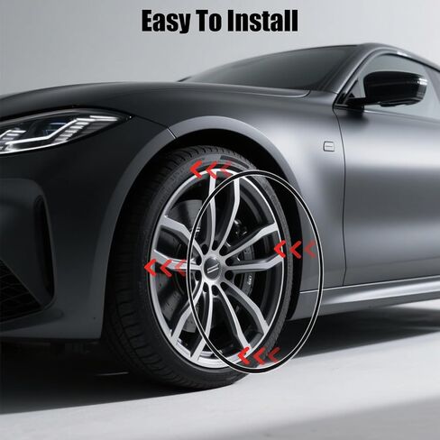Rim Protector for Car Wheels - Set of 4 Automotive Alloy Wheel Rim Edge Protectors - Suitable for All Vehicles, Including Tesla Model Y Rim Protector - Durable Wheel Hub Accessories(Red, 21Inch) in Saudi Arabia