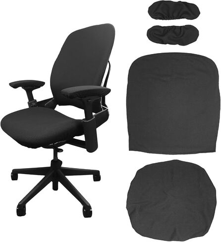 Suitable for Steelcase Leap V2 Chair Covers (4 Pieces Including armrest Covers) Breathable, Comfortable, and Slip-on (Graphite Black) in Saudi Arabia