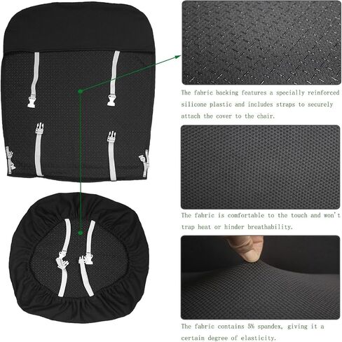 Suitable for Steelcase Leap V2 Chair Covers (4 Pieces Including armrest Covers) Breathable, Comfortable, and Slip-on (Graphite Black) in Saudi Arabia
