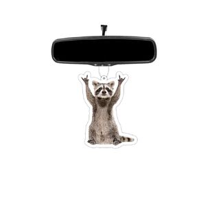 Cute Raccoon Rock Meme Funny Hanging Air Freshener Car Decor Eucalyptus Scented
