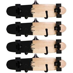 Pmsanzay Skateboard Wall Rack Storage, Holds 4 Boards, Longboard Wall Display Tool Rack, Deck Display Wall Mount Hanger Rack, Home and Garage Skateboard Storage Hanger