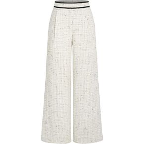 CIDER Tweed Middle Waist Contrasting Binding Straight Leg Trousers