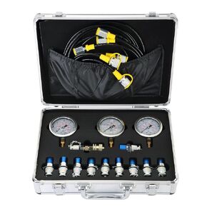 ATPEAM Hydraulic Pressure Test Kit Excavator Parts Hydraulic Tester Coupling Hydraulic Pressure Gauge Kit with 11 Couplings for Excavator Construction Machinery 25/40/60 Mpa