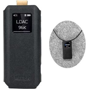MITER CASE for FiiO BTR15, Handmade Italy Artificial PU Leather Cover with Necklace Cord for BTR15 (Black)