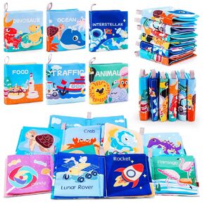 LOOKLEBE Soft Baby Crinkle Book Set,6Pcs Bath Books,Nontoxic Fabric Soft Cloth Books for Babies,Early Education Toys Giftable,Ideal Choice for Sensory Books,Learning Toys for Toddlers,Infants,and Kids