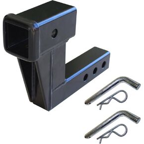 MaxxHaul 50909 Trailer Hitch Riser for 2 inch Receiver with 6 inch Rise & Drop with Solid Shaft, with 2 Pack Hitch Pins
