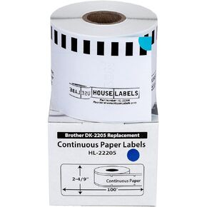 HOUSELABELS Compatible with DK-2205 Replacement Roll for Brother QL Label Printers; Blue Continuous Length Labels; 2-4/9" x 100 feet (62mm*30.48m) - 1 Roll