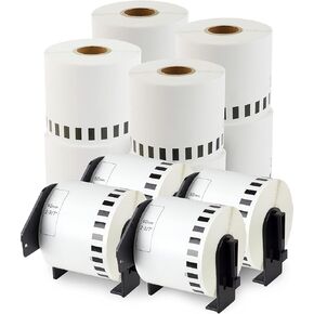 enKo - Compatible DK-2223 Continuous Paper Labels (2 Inch x 100 Feet) Compatible for Brother QL Label Printers - 6 Rolls + 2 Refillable Cartridges