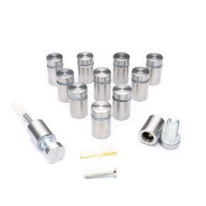Castuvy 16PCS 12x25mm4.7 inchx1 inch Stainless Steel Advertisement Screws Glass Standoff,Mounting Glass Hardware Sign, for Hanging Acrylic Picture Frame, Silver, 12 x 25mm4.7 inch x 1 inch