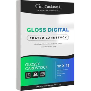 Double-Sided Gloss Digital C2S Cardstock – Perfect for Color Laser Printing, Design Proposals, Flyers, Brochures | 12 x 18 | Glossy 80lb Cover | 94 Bright | Acid Free, Coated Finish | 50 Sheets