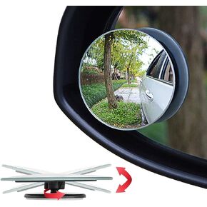 Suction Cup Blind Spot Mirror, Ampper 2" HD Glass Frameless Removable Convex Wide Angle Rear View Mirror (Round, Pack of 2)