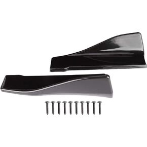 Yuecoom 2pcs Rear Bumper Diffuser, Universal Glossy Black Rear Bumper Diffuser Lip Side Skirts with Mounting Screws