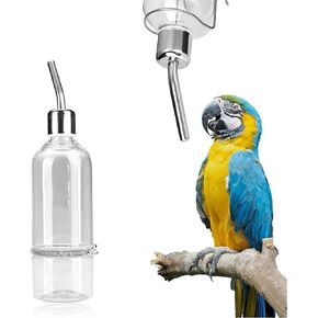 Parrot Water Feeder, No Drip Small Animal Water Bottle Hanging Water Feeding Bottle for Birds Small Animals Hamster Rabbit Chinchilla Ferret(S)