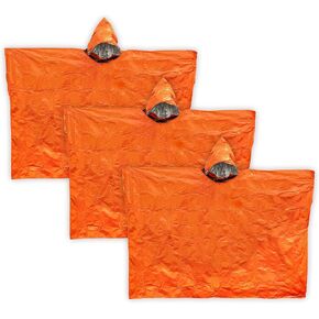 SOL Survive Outdoors Longer S.O.L. Heat Reflective Waterproof Poncho (3 Pack)