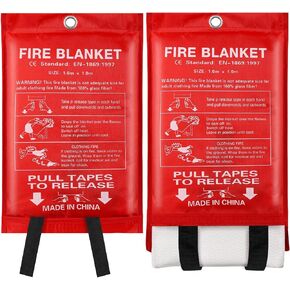 Emergency Fire Blanket for Home and Kitchen - 4 Pack 3.3ft x 3.3ft Fiberglass Fireproof Blankets Extinguisher Suppression Flame Heat Retardant Emergency Survival Safety Cover for Car Office Warehouse
