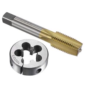 uxcell Tap and Die Set Metric M22 x 2.5, HSS (High Speed Steel) Titanium Plated Machine Straight Flute Thread Screw Tap, Alloy Steel Round Threading Die