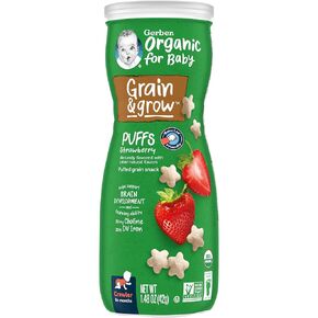 Gerber Baby Snacks, Organic Puffs, Strawberry, Baby Food, 1.48 Ounce (6-Pack)