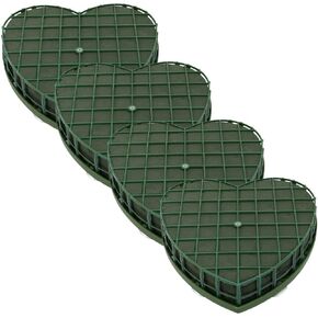 COHEALI Wet Floral Foam Heart Shaped Flower Foam with Suction Cup Tray for Wedding Centerpiece Party Decoration DIY Flower Arrangement 4pcs