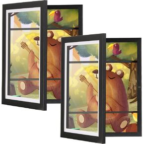 SANGMUCEN 2 Pack 9 "X12" إطارات فنية للأطفال، فتحة أمامية A4 لعرض الأعمال الفنية وتخزينها تحمل 150، إطارات عمل فنية للأطفال قابلة للتغيير للأعمال الفنية للأطفال، والمشاريع الفنية للأطفال، وديكور الحائط، أسود ZXK003H in Kuwait