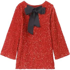 MINIDORA Women's Sequined Sparkly Party Dresses Ribbon Long Sleeved Club Night Out Mini Dresses