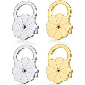 Moconar Earring Backs for Droopy Ears, Hypoallergenic Earring Lifter Backs for Heavy Earrings Large Earring Backing for Studs Secure Earring Backers for Earlobe (Gold 4 pcs)