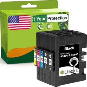 Limeink Compatible Ink Cartridges Replacement for Sawgrass SG400 Sublimation Ink Sublimation Printer SG800 for Sawgrass Virtuoso SG400 Printer for Sublijet HD Ink SG400 (5pk)