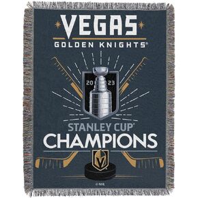 Northwest NHL Vegas Golden Knights 2023 NHL Stanley Cup Champions Woven Tapestry Throw Blanket, 48" x 60", Stick Burst