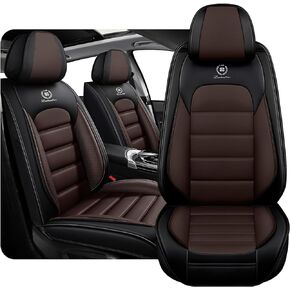 KNCY Universal Car Seat Cover fit for Cars & SUV Anti-Slip Leather Waterproof Soft Breathable with Storage Pockets (Black&Green,Front Set)
