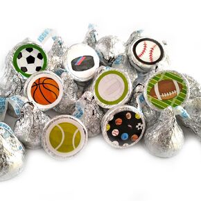Sports Labels for Hershey's Kisses Chocolates by Adore By Nat - Candy Stickers for Sports balls Party Favors - Set of 240
