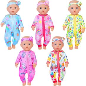 ZITA ELEMENT 5 Sets 14-18 Inch Baby Doll Clothes Outfits Casual Wear for 17 Inch Baby Doll Clothes 10 Pcs Doll Clothes and Accessories for 15 Inch Doll to 18 Inch Doll