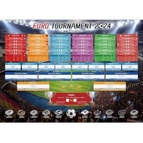 AhfuLife Euro 2024 Soccer Match Schedule Poster Decorations - 1 Pc A2 Size Euro 2024 Wall Chart Poster with ET Time, European Germany 2024 Football Soccer for Bar Home Party Decor (16.5''×23.3'') in Kuwait