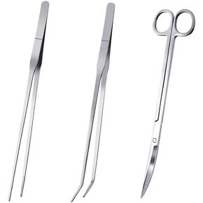 KR Harmony Aquascape Tools 3 in 1 Aquarium Scissors Tweezers Stainless Steel Anti Rust Aquatic Plant Tools for Fish Tank Clean
