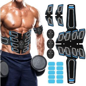 Kirlor ABS Stimulater Muscle Toner Ab Training Workout Belt Body Abdominal Toning Gear Waist Trimmer Intelligent Portable Fitness Apparatus for Men Women Abdomen/Arm/Leg Home Office Exercise Blue