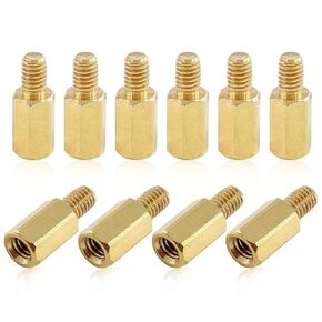 Uenhoy 20 Pcs M4 Male to Female Thread Brass Hex Standoff Spacer Pillar, M4 x 10 + 6mm Hex Standoff Cylinder Spacer for PCB Computer & Circuit Board