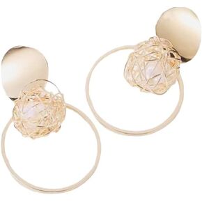 YVLSS Women's Sexy Gold Spiral 3D Ball Fashion Earring for Night Out Club Party