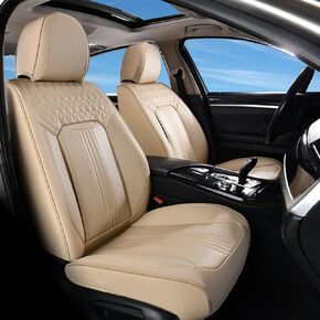 Coverado Seat Covers, Car Seat Covers Front Seats, Beige Car Seat Cover, Waterproof Car Seat Covers, Car Seat Cushion, Front Car Seat Covers Leatherette Car Seat Protector Universal Fit Most Cars