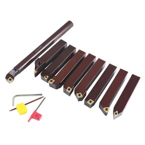 Accusize Industrial Tools 1" 9 Pieces/Set, Indexable Carbide Turning Tools and Boring Bar, 2988-0001