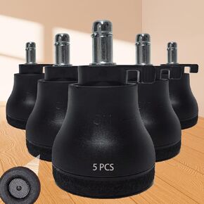 Zurotic 5pcs Bell Glides Replacement Office Chair Wheels for Hardwood Floors - Protect Your Floor from Scratches Caused by Rolling Wheels.with Rolling and Locking Switch, Perfect for Office Chairs.