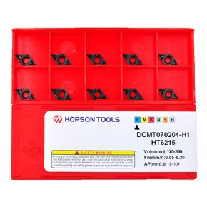 Hopson Tools Carbide Turning Inserts Dcmt21.51 / Dcmt070204-PF for Finishing Cutting Steel, DCMT for Lathe Turning Tools, 10 PCS.