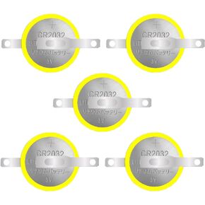 DIDODI 5 Pack Tabbed CR2032 Battery with Solder Tabs 2032 3V Lithium Batteries for Sensor Radio Gameboy Color Game Battery Replacement