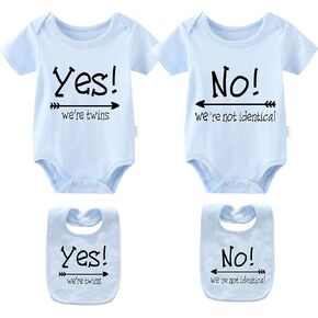 YSCULBUTOL Baby Twins Bodysuits Yes We are Twins No We are Identical Twins Bodysuit Boys Twins Clothes Baby Girls Set