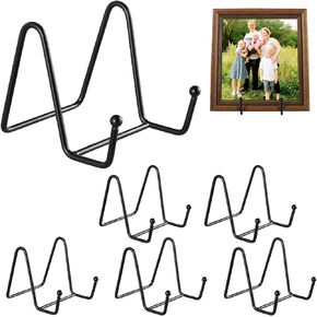 Plate Display Stands 6 Packs, Plate Holders for Display Metal Black Frame Stand for Book,Picture,Photo Easel, Platter,Collectibles,Tabletop Art (3 Inch)