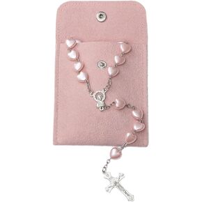 YQZIYOU Rosary Beads Catholic for Women - Confirmation Gifts for Teenage Girl, 10mm Pink Heart Rosary Beads, Exquisite Gifts for Women