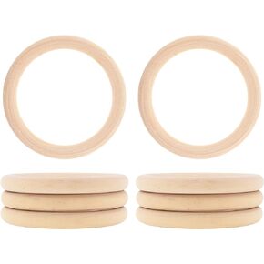 Mandala Crafts 100 15mm 0.6 Inch DIY Natural Wood Rings for Crafts - Macrame Wooden Rings - Unfinished Wood Rings for Macrame Rings Knitting Jewelry Making