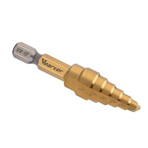 HSS Straight Groove Step Drill Bits, 1/4" - 3/4" Unibit 9 Steps M2 Material Titanium Coated Hex Shank for Drilling Holes in Stainless Steel Aluminium Sheet Metal Wood Plastic PVC