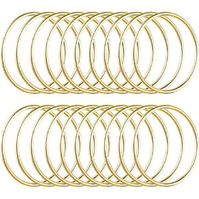 Framendino, 20 Pack Gold Metal Macrame Rings 2 Inch Dream Catcher Hoop Rings for DIY Craft Wedding Wreath Wall Hanging Decoration