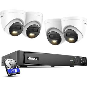 ANNKE H1200 12MP 8 قنوات 4 نظام أمان PoE، رؤية ليلية ملونة بالأشعة تحت الحمراء، اكتشاف الإنسان والمركبة، H.265+، ميكروفون مدمج، IP67، رؤية ليلية 100 قدم EXIR مع الأشعة تحت الحمراء الذكية، 2 تيرابايت HDD