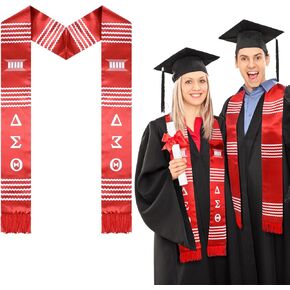 Vinsatin فئة 2024 Kente التخرج سرق البوليستر التخرج Kente سرق وشاح التخرج الأحمر والأبيض مع شرابة حمراء ل2024 غراد الفن الأفريقي، 72 × 4 بوصة in Kuwait