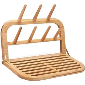 Eforwest Baby Bottle Countertop Drying Rack Bamboo,Space Saving Kitchen Drying Rack & Bottle Holder for Nipples, Cups, Pump Parts, Accessories, Reusable Ziplock and Freezer Bag Dryer Rack