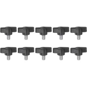 HARFINGTON 10pcs Tee Wing Knobs Thumb Screws M4 x 10mm Standard Male Thread Plastic T/Z Knobs Adjustable Handles Hand Clamping Knobs Grip Thumbscrew, Black